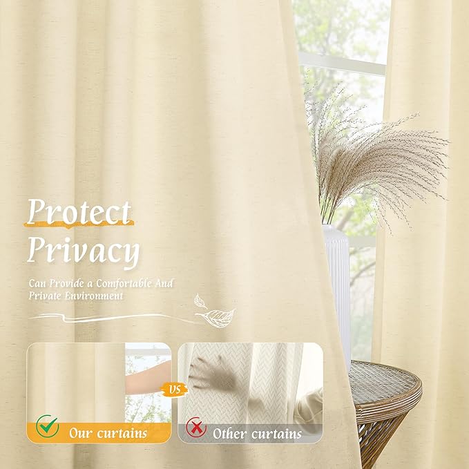 LAMIT Beige Linen Curtains 84 inches - Image 5