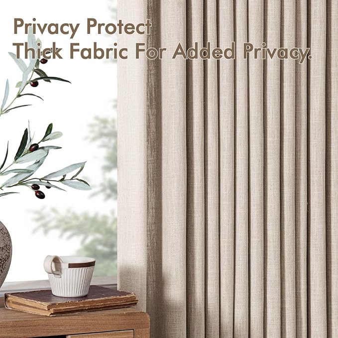 MIULEE Pinch Pleated Thick Linen Curtains 108 Inches Long 2 Panels - Image 7