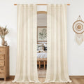 LAMIT Beige Linen Curtains for Living Room 80 inch Length, Light Filtering Semi by LAMIT