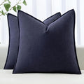 MIULEE Decorative Linen Euro Sham Pillow Covers 22x22 Inch Navy Boho Farmhouse by MIULEE