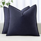 MIULEE Decorative Linen Pillow Covers 18x18 Inch Navy ​Boho Farmhouse​ ​Neutral by MIULEE
