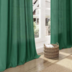 Extra Long Dark Green Linen Curtains 120 Inch - Image 6