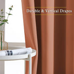 NICETOWN 50% Blackout Burnt Orange Sliding Glass Curtains 2 Panels Set - Image 5