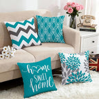 Hexagram Geometric Teal Pillow Covers 16x16 Set of 4, Decorative Outdoor Boho - Image 5