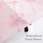 HOMEIDEAS Pink Sheer Curtains 52 X 63 Inches Length 2 Panels Embroidered Vine - Image 2