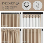 Topfinel Light Taupe Blackout Textured 90 Inch Long Linen Blend Curtain - Image 6