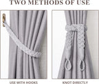 NICEEC 4 Pack Natural Cotton Rope Curtain Tiebacks Elegant Boho Style - Image 5