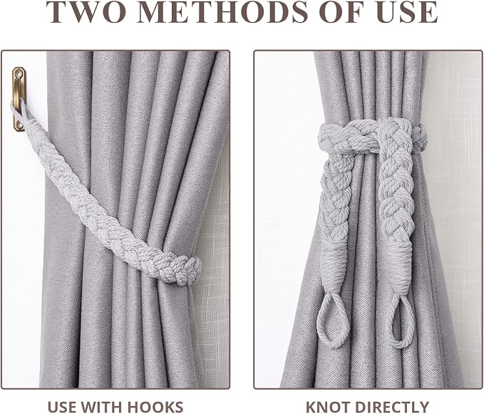 NICEEC 4 Pack Natural Cotton Rope Curtain Tiebacks Elegant Boho Style - Image 5