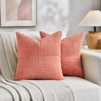 Fancy Homi 2 Packs Coral Samll Decorative Throw Pillow Covers 12x12 Inch - Image 5