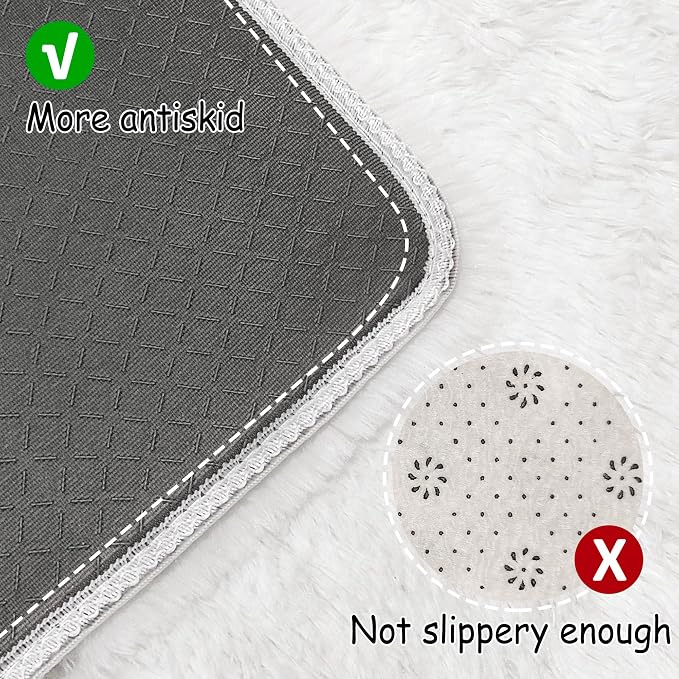 White Rug for Bedroom 4x6ft Fluffy Area Rug Mat Bedside Throw Rug for Living - Image 3