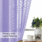 Simplebrand Lavender Semi Sheer Curtains 45 Inch Length 2 Panels, Geometric - Image 2