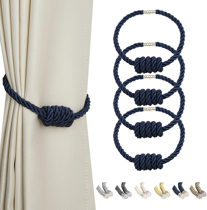 BEL AVENIR Magnetic Curtain Tiebacks, Decorative Drapery Holdbacks Modern Woven by BELAVENIR