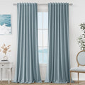 Guken Blue 100% Blackout Linen Curtains 120 Inch Length 2 Panels Set by Guken