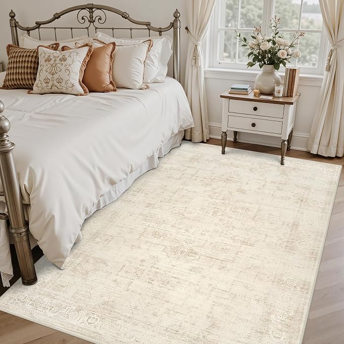 5x7 Area Rugs for Living Room: Vintage Boho Neutral Washable Rug Indoor Soft - Image 2