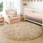 3'x3' Beige Round Rug for Bedroom, Ultra Soft Fluffy Circle Rug for Kids Girls - Image 6