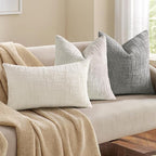 decorUhome Light Grey Chenille Throw Pillow Covers 16x16 Set of 2 Textured Soft - Image 4