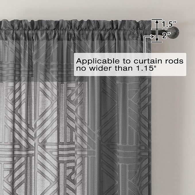 Simplebrand Grey Semi Sheer Curtains 63 Inch Length 2 Panels, Light Filtering - Image 4