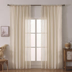 WAZZIO Boho Lace Curtains 80 Inches 2 Panel, Light Filtering Privacy Tassel & - Image 3