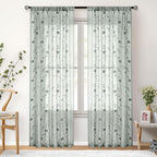 HOMEIDEAS Sage Green Sheer Curtains 84 Inches Long 2 Panels Embroidered Floral - Image 7
