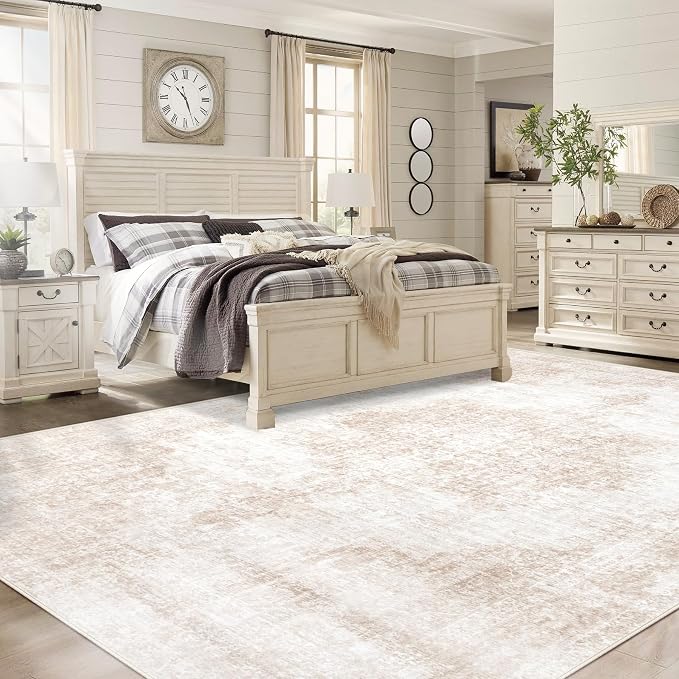 Area Rugs 8x10 Vintage Rug: Large Washable Living Room Rug Retro Medallion - Image 3
