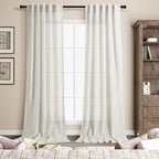 38 inches Wide Back Tab Linen Curtains 96 inches Long 2 Panels Set - Image 7