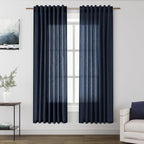 Nanspring Navy Blue Semi Sheer Curtains 72 Inches Long 2 Panels Set by Nanspring