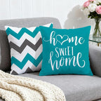 Hexagram Geometric Teal Pillow Covers 16x16 Set of 4, Decorative Outdoor Boho - Image 2