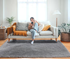 ONASAR Grey Area Rugs for Bedroom Living Room, Fluffy Fuzzy Shag Shaggy 4x6 - Image 8