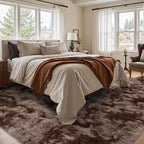 5x7 Ft Shag Brown Area Rug for Bedroom Living Room, Tie-Dyed Ultra Soft Fluffy - Image 2
