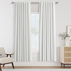 Guken White 100% Blackout Linen Curtains 52 Inch Wide by 74 Inch by Guken