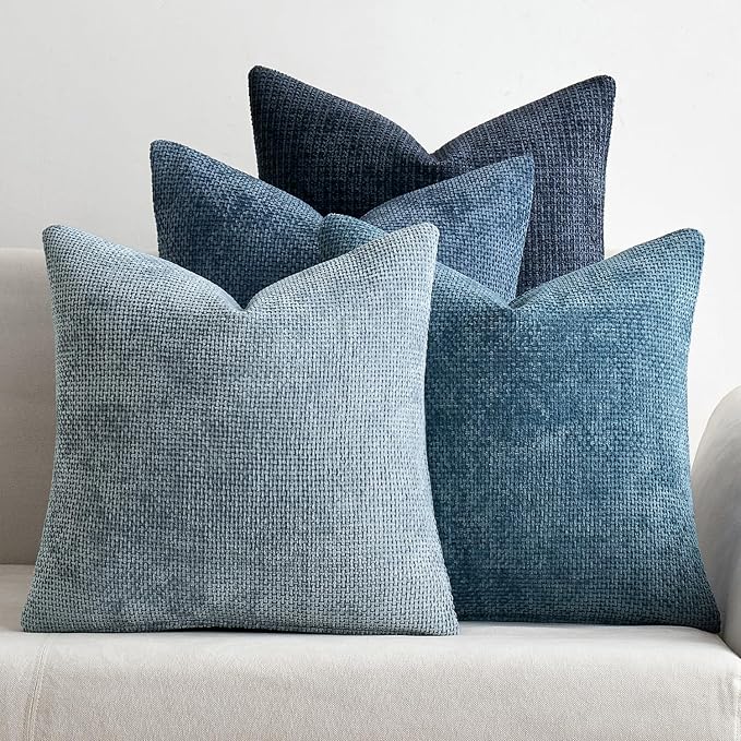 MIULEE Pack of 4 Couch Throw Pillow Covers 18x18 Inch Neutral Blue Soft by MIULEE