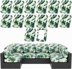 hyha 14Pcs Patio Cushion Covers, Stretch Outdoor Couch Cushion Covers, Washable by hyha