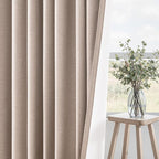 Natural Beige 95 inch bedroom living room curtains 2 Panels 100% Blackout Linen - Image 6