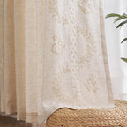 jinchan Belrose Linen Curtains for Bedroom Floral Curtains 72 Inch Length Linen - Image 9