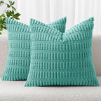 MIULEE Pack of 2 Corduroy Decorative Throw Pillow Covers 16x16 Inch Soft Boho by MIULEE