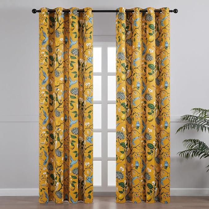 Topfinel 80 Inches Long Custom Mustard Yellow Luxury Curtains - Image 2