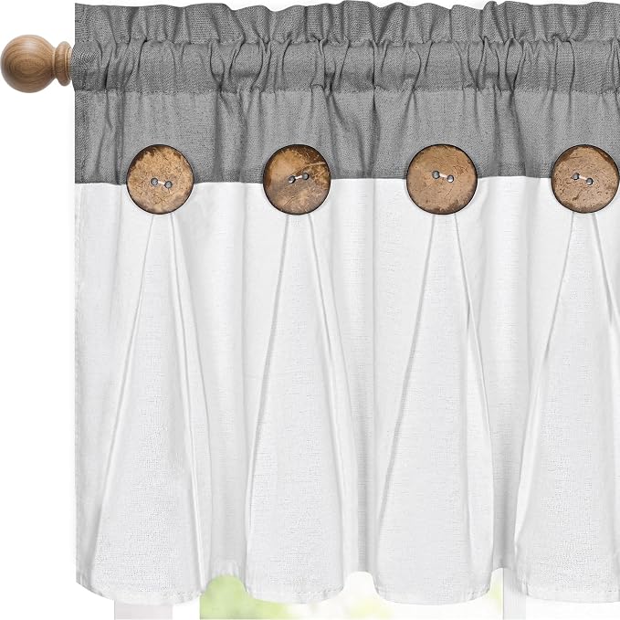 FRAMICS Farmhouse Valance Curtains, Boho Cotton Linen Kitchen Valance, Country by FRAMICS