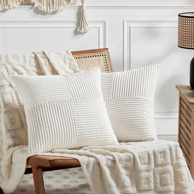 Fancy Homi 2 Packs Cream White Decorative Throw Pillow Covers 16x16 Inch by Fancy+Homi