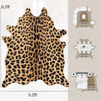 AROGAN Premium Leopard Print Rug 5.2x6.2 Feet, Machine Washable Faux Fur - Image 2