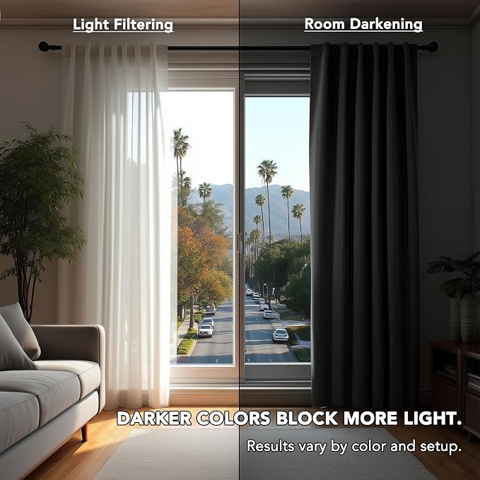 Deconovo Blackout Curtains, Thermal Insulated, W70 x L108 2 Panels, Back Tab - Image 3