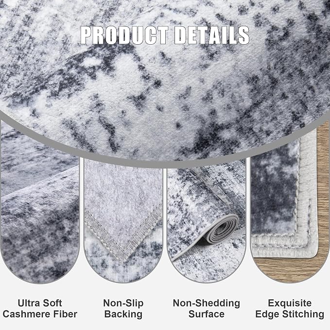 10x14 Area Rug Living Room Rug: Washable Modern Abstract Soft Thin Rug Indoor - Image 6