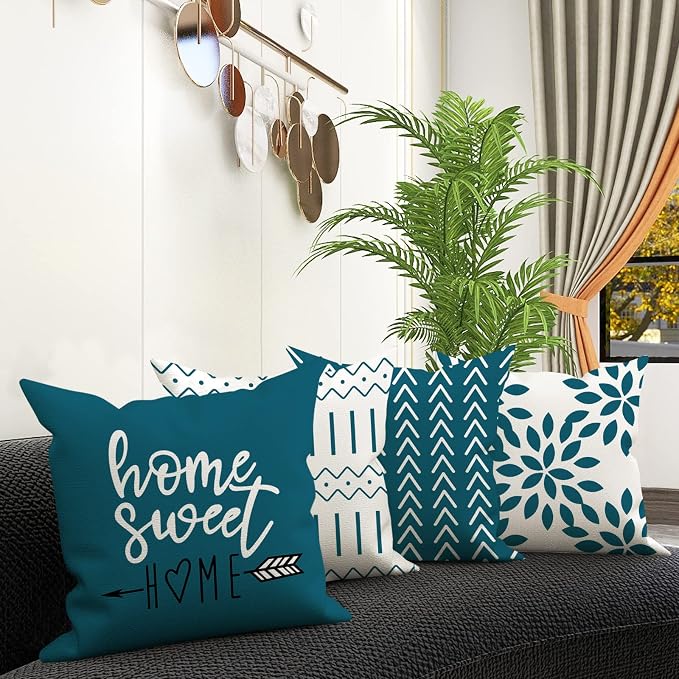 YCOLL Pillow Covers 16x16 Set of 4, Modern Sofa Throw Pillow Cover, Decorative - Image 2