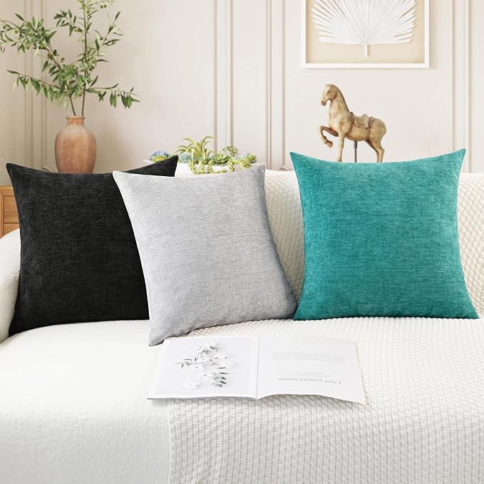 CaliTime Throw Pillow Covers Decorative 18 X 18 Inches Pack of 4 Cozy Chenille - Image 5