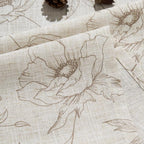 jinchan Floral Linen Curtains for Living Room 63 Inch Length Taupe Flower - Image 5