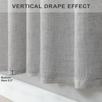 Grey Curtains 38 Inch Width for Kitchen Windows 2 Panels Back Tab Rod Pocket - Image 6