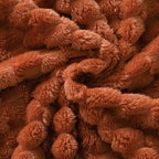 Puncuntex Burnt Orange Throw Blanket 90"×90" inches Fuzzy 3D Jacquard - Image 7