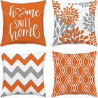 Hexagram Geometric Orange Pillow Covers 18x18 Set of 4, Decorative Outdoor Boho by Hexagram