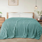 Exclusivo Mezcla Twin Size Flannel Fleece Blanket, Super Soft Striped Jacquard by ExclusivoMezcla
