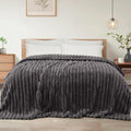 Exclusivo Mezcla Queen Size Flannel Fleece Blanket, Super Soft Striped Jacquard by ExclusivoMezcla