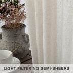 Cream Curtains 72 Inch Length for Bedroom Pair Set 2 Panels Back Tab Loop Rod - Image 4